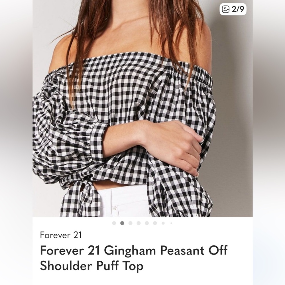 Forever 21 Black and White Checkered Off Shoulder Top